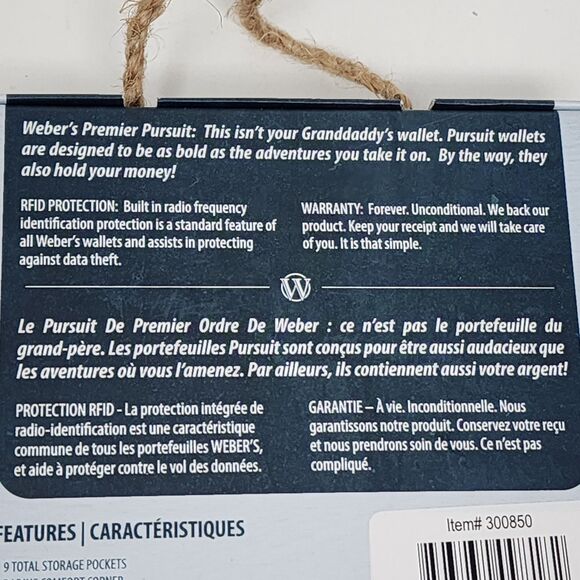 Webers Wallet Premier Leather Mens Pursuit Series Radius Bifold Deer Hunting - Picture 9 of 11